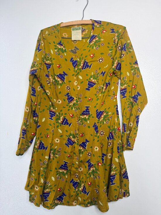 Esprit Dresses & Skirts - Vintage Y2K Esprit Floral Midi Dress A-line Mustard Long Sleeve Size 9/10 Medium